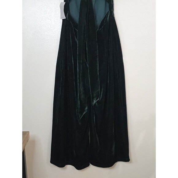 Adelyn Rae Simone Wide Leg Velvet Jumpsuit Womens Medium Hunter Green Cocktail - Picture 9 of 14